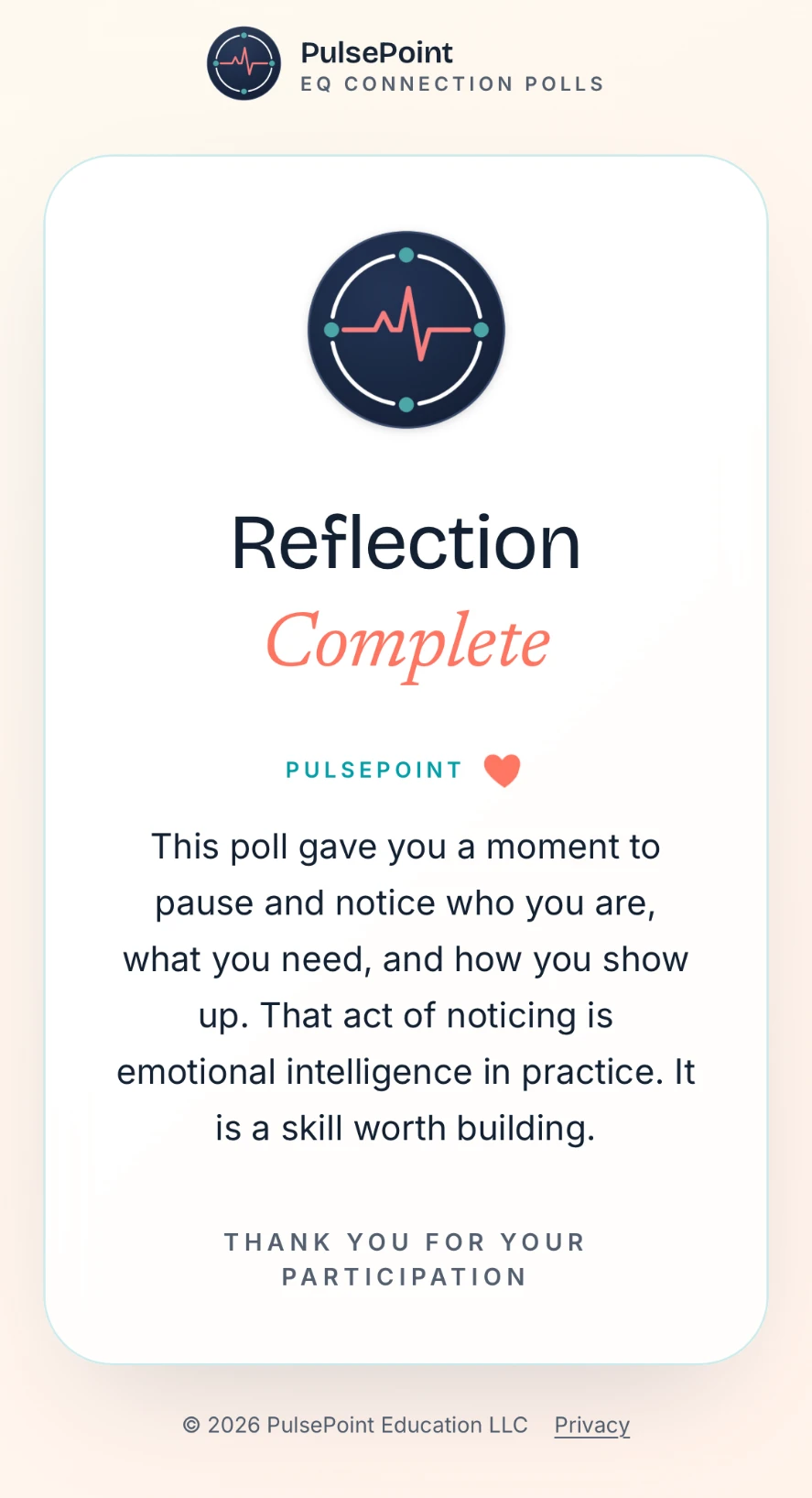 Reflection Complete screen on a learner's phone